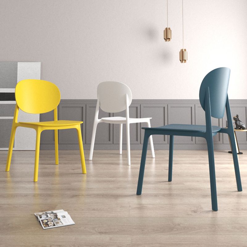 Plastic Contemporary Armless Chair Dining Room Open Back Chair