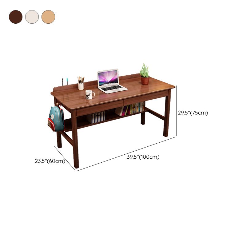 Modern Style Wooden Writing Desk Rectangular Shape Task Table with 2-Legs for Home