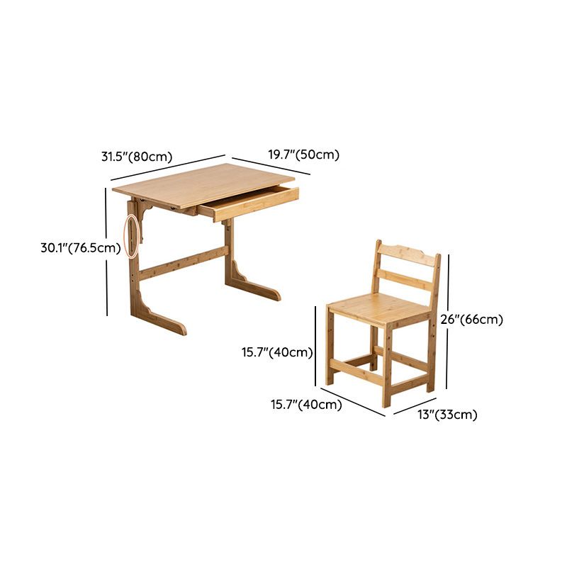 Bamboo Writing Desk School Family Children Liftable Folding Study Table