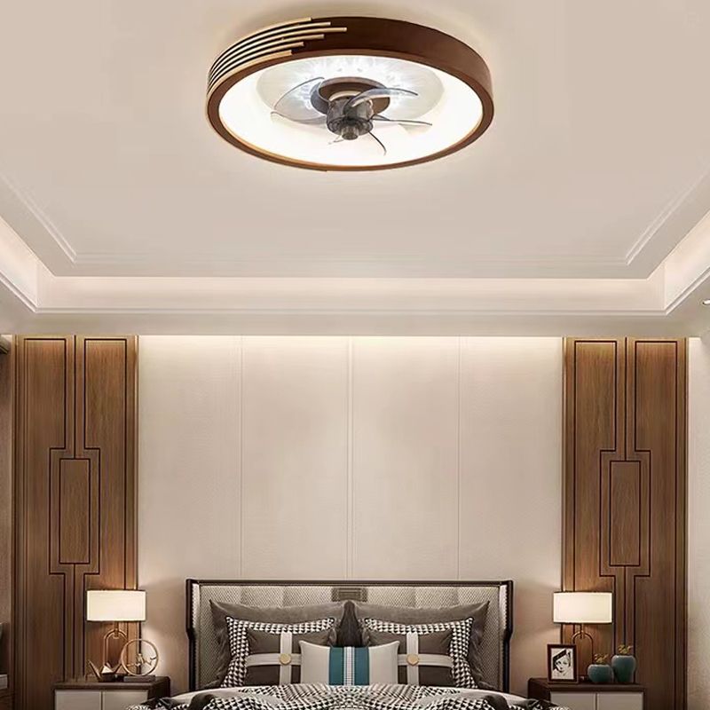 Nordic Style Ceiling Fan Lamp Circle LED Ceiling Fan Light with Acrylic Shade for Bedroom