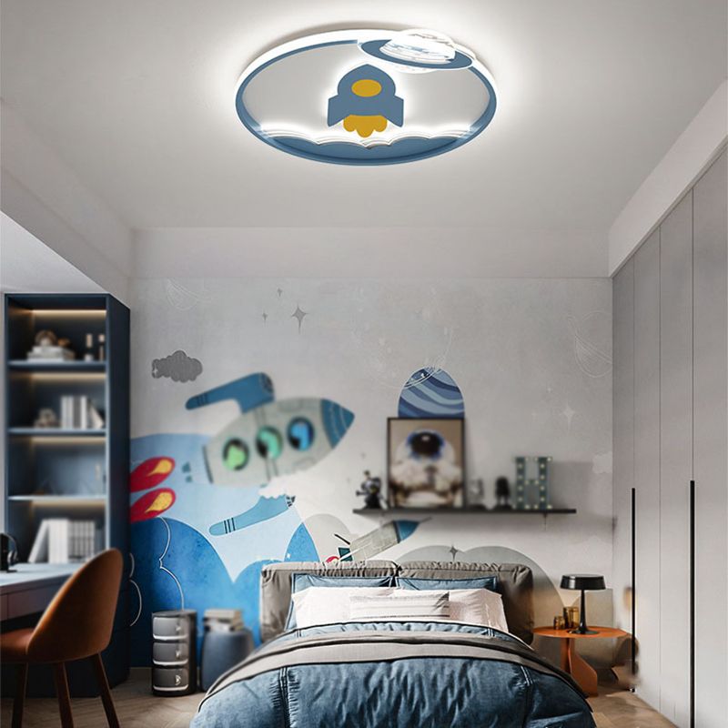 Rocket Shape Flush Light Modern Style Metal 3 Lights Flush Mount for Bedroom