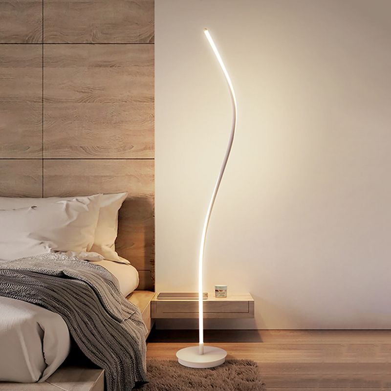 Black/White Spiral Stand Up Lamp Modernist LED Metallic Reading Floor Light for Drawing Room