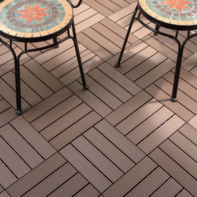 Outdoor Patio Flooring Tiles Embossed Composite Snap Fit Decking Tiles