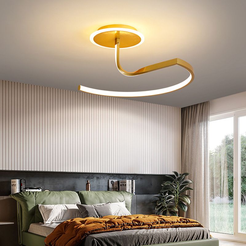 Linear Semi Flush Mount Light Modern Minimalist Metal LED Ceiling Flush Mount for Hallway