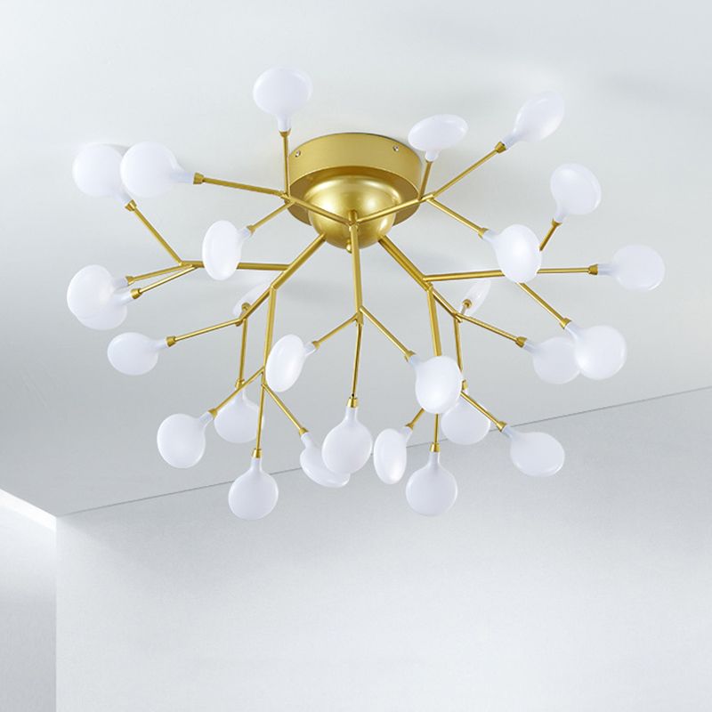 Branch Modern Style Flush Mount Metal Ceiling Light in Gold for Bedroom