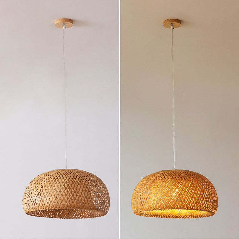 Modern Style Bamboo Pendant Light Fixture 1 Light Living Room Hanging Lamp Fixture