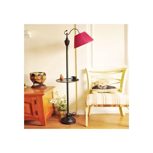 Contemporary Black Base Floor Lamp Bucket Shade One Light Metal Floor Light for Living Room