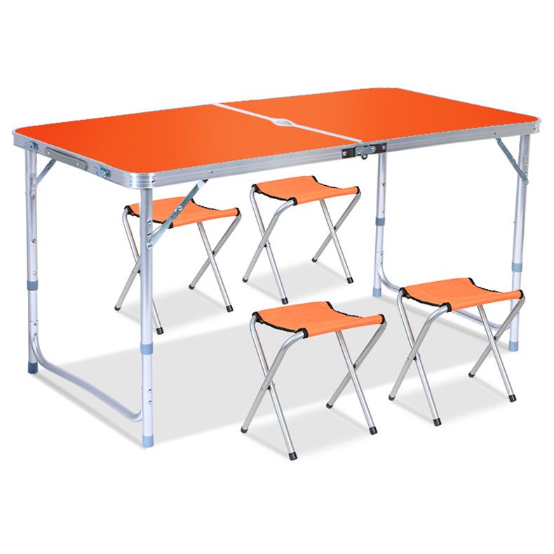 Contemporary Outdoor Table Rectangle Folding Table with Metal Base