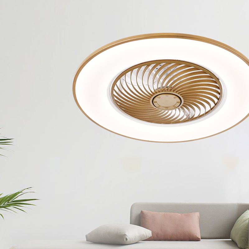 Simplicidad moderna Ventilador de techo LED Luz de hierro forjado Montaje circular con tono acrílico