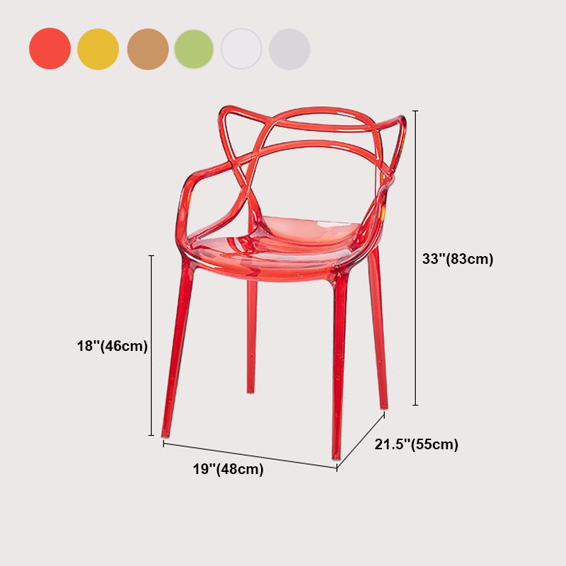 Scandinavian Plastic Dining Arm Chairs Open Back Side Chair for Kitchen