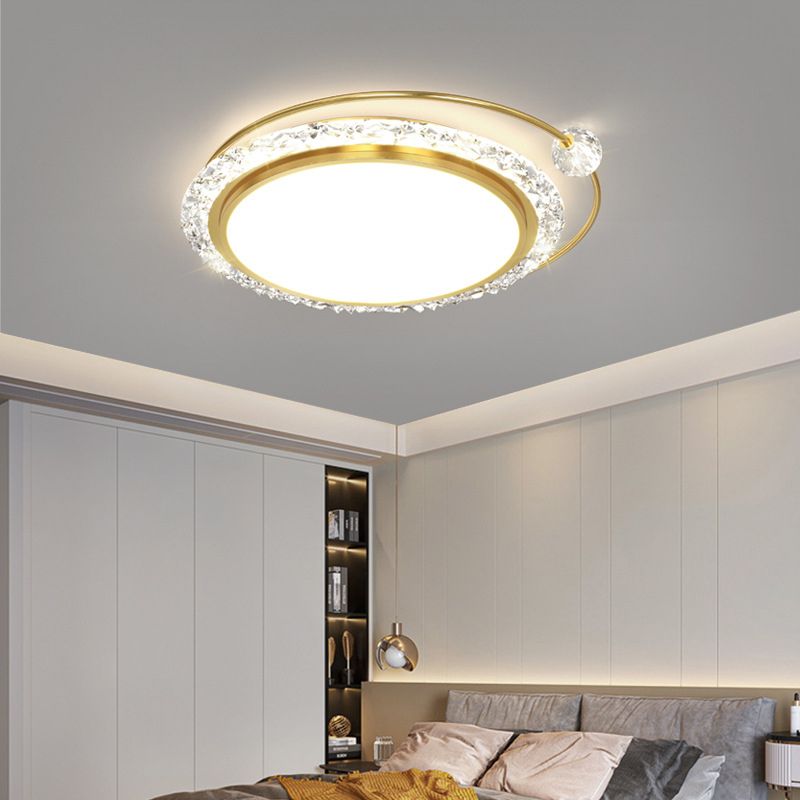 Circular Flush Mount Fixture Modern Metal Flush Light for Bedroom