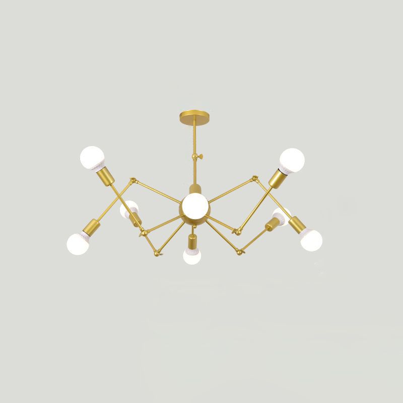 Spider Metal Chandelier Industrial Clothing Shop Prendant Prendant Éclairage avec design de bulbe ouvert