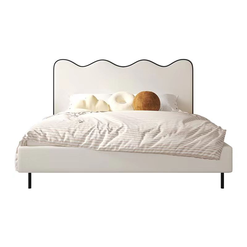 Modern and Contemporary Kids Bed Faux Leather White Princess Upholstered