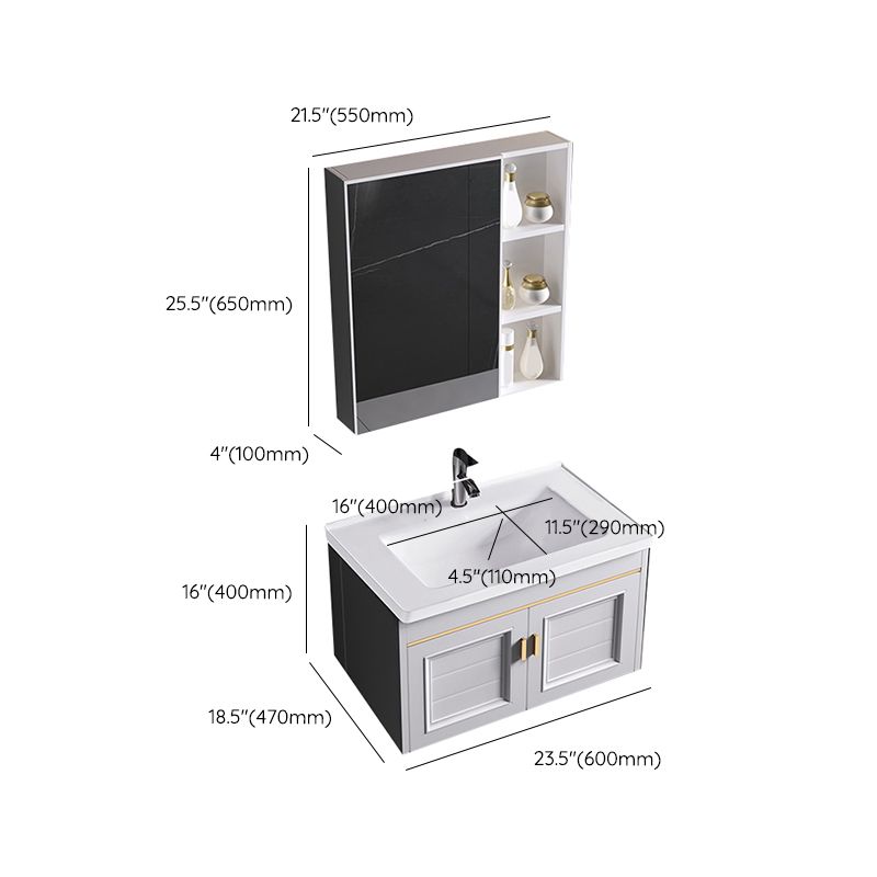 Wall Mounted Sink Vanity Contemporary Metal Bathroom Sink Vanity