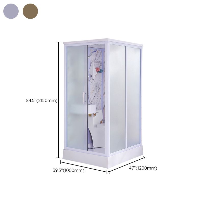 Contemporary Frosted Shower Stall Framed Single Sliding Shower Stall