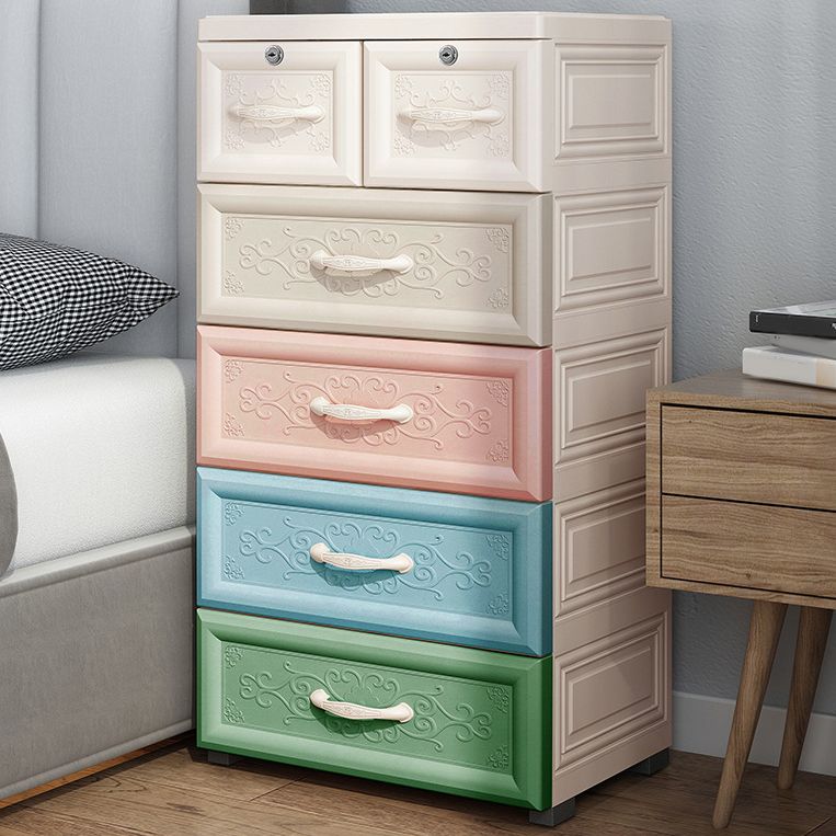 Scandinavian Nursery Dresser Vertical Plastic Kids Furniture with Drawers