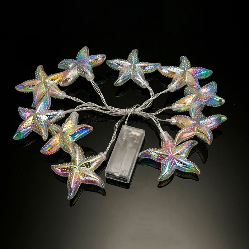 1.65m Starfish/Conch LED Fairy Light Modern Clear Plastic 10 Heads Bedroom String Lamp, 2 Packs