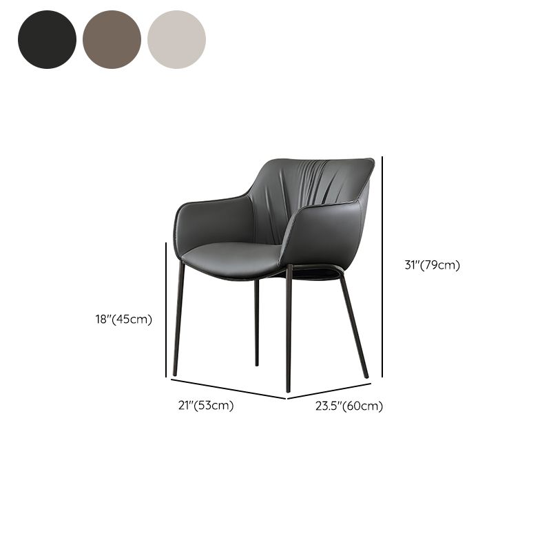 Contemporary Faux Leather Dining Chair with Metal Frame for Kitchen