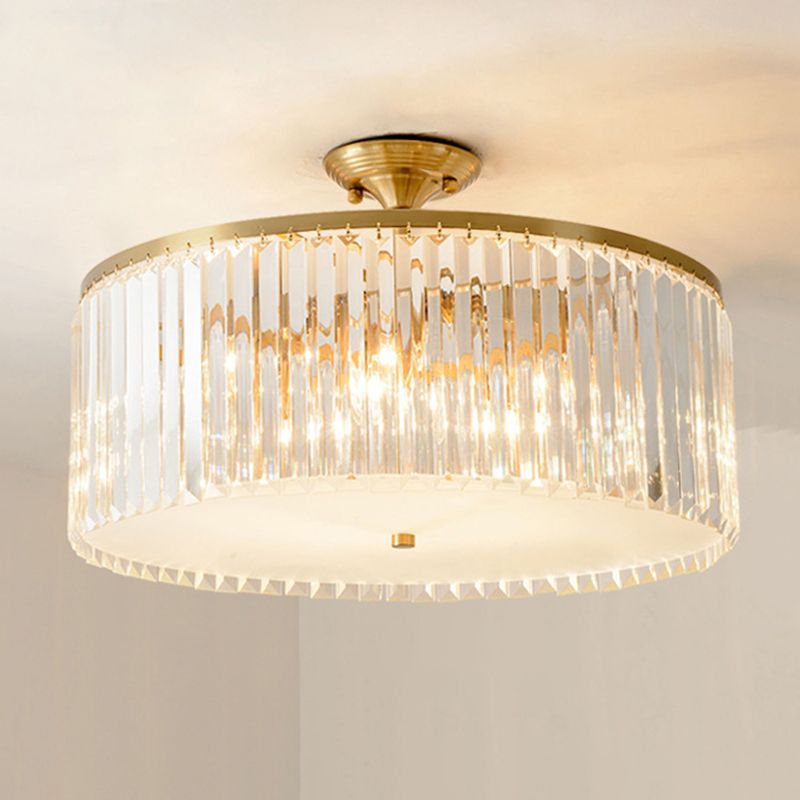 Crystal Geometric Shape Flush Mount Light Modern Multi Lights Flush Ceiling Light in Gold