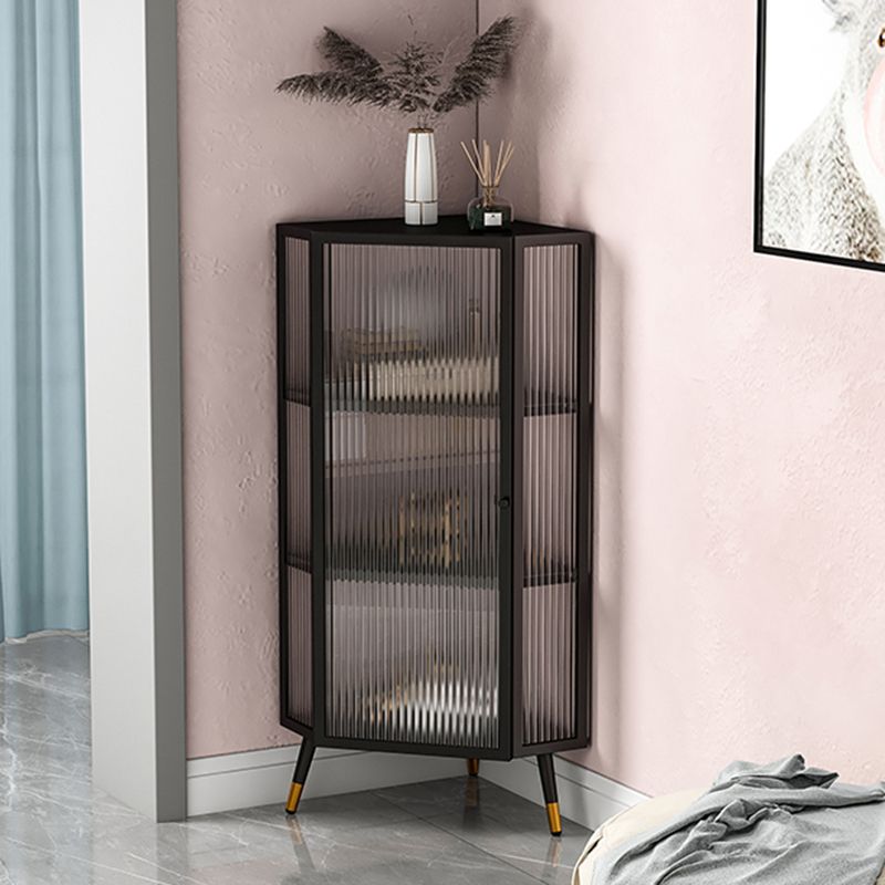 Contemporary Curio Cabinet Metal Buffet Cabinet with Glass Door for Bedroom