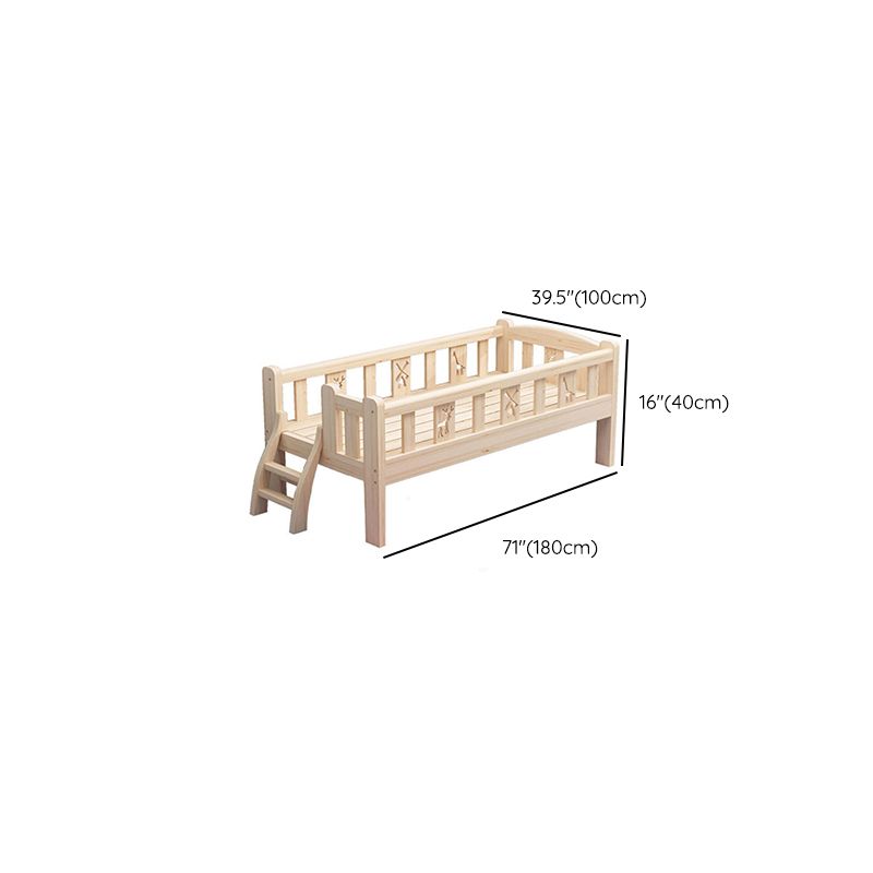 Glam Nursery Crib with Guardrail Washed Natural Wood Nursery Bed