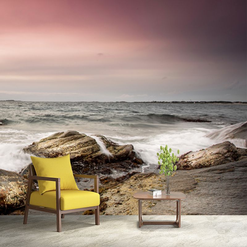 Vast Sea and Rock Mural for Living Room Seascapes Wall Covering, Custom Size Available