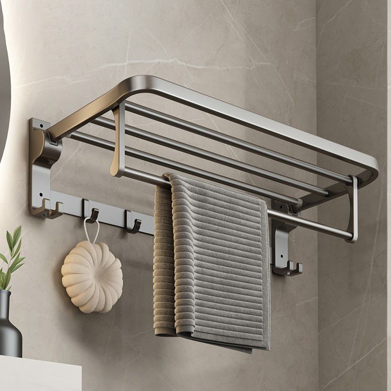 Contemporary Gray Bathroom Hardware Set Bath Shelf/Towel Bar Included Bathroom Set