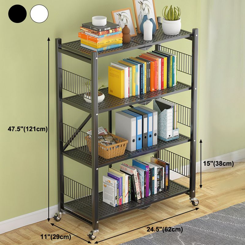 Industrial Open Etagere Bookshelf Steel Bookshelf with Caster Wheels