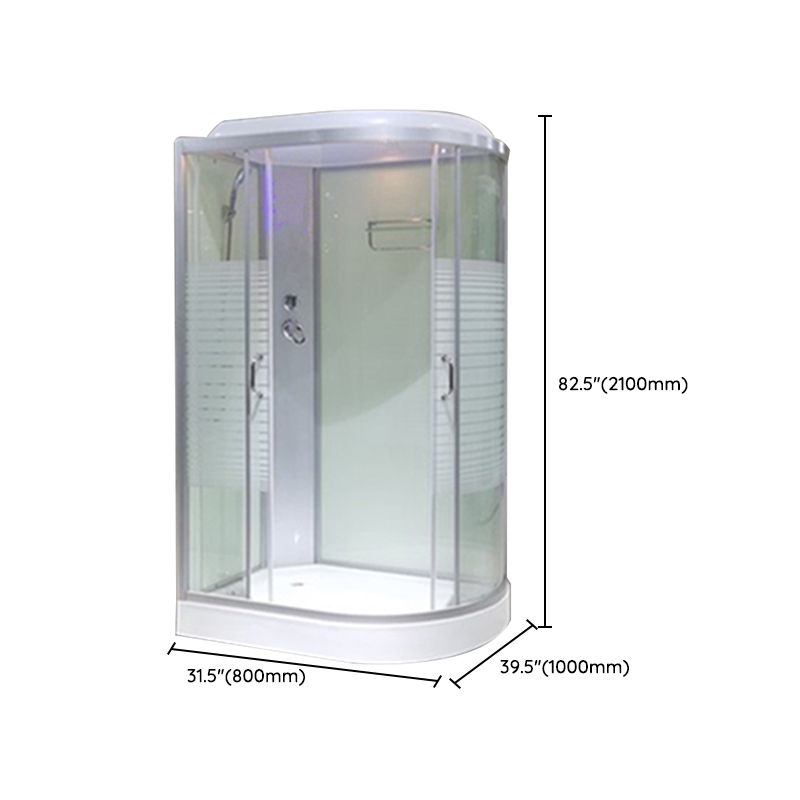 Double Sliding Rounded Shower Stall Tempered Glass Shower Stall with Hand Shower