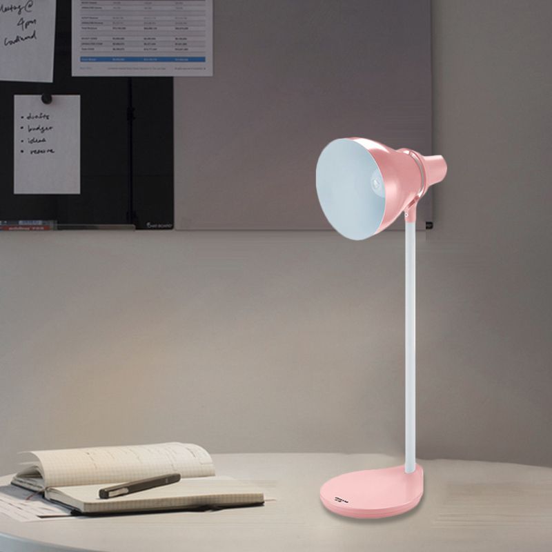 Horn Shade Bendable Lire lampe Macaron fer 1 tête Pink / Green Desk Light avec interrupteur incorporé