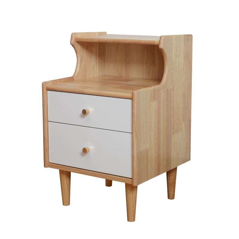 Solid Wood Kids Nightstand Storage Kids Bedside Table with Shelves and Drawers