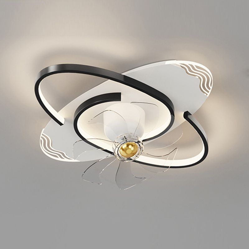 Geometric Interior LED Fan Fixture Black and White Modern Ceiling Fan