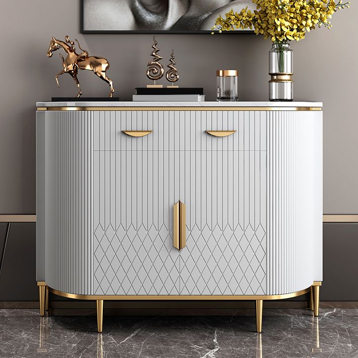 Glam Sideboard Marble Sideboard Cabinet with Doors for Kitchen