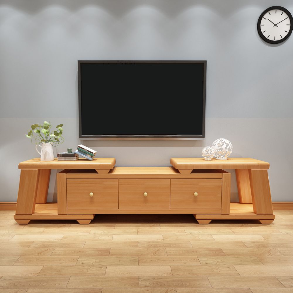 Modern Wood TV Stand Console Open Storage TV Media Stand for Living Room