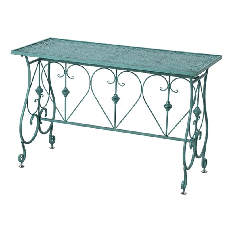 Modern Green Waterproof Courtyard Table Iron Rectangle Outdoor Table