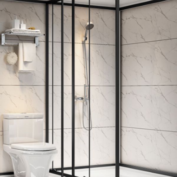 Rectangle Shower Stall Black Sliding Shower Stall with White Base