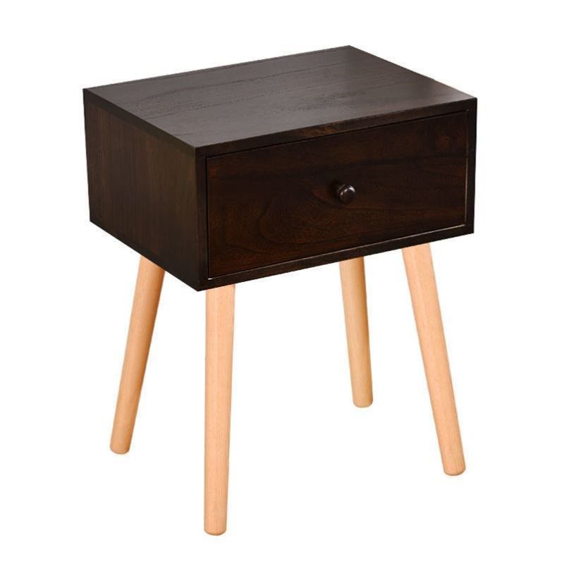 Modern 18 Inch H Nightstand Solid Wood 1-Drawer Night Table with Legs