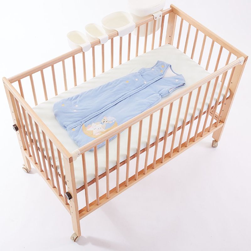 Modern with Casters/Wheels Light Wood with Guardrail Nursery Crib