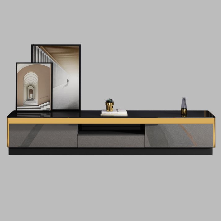 Glam TV Media Stand with Drawers and Wood Glass TV Media Console