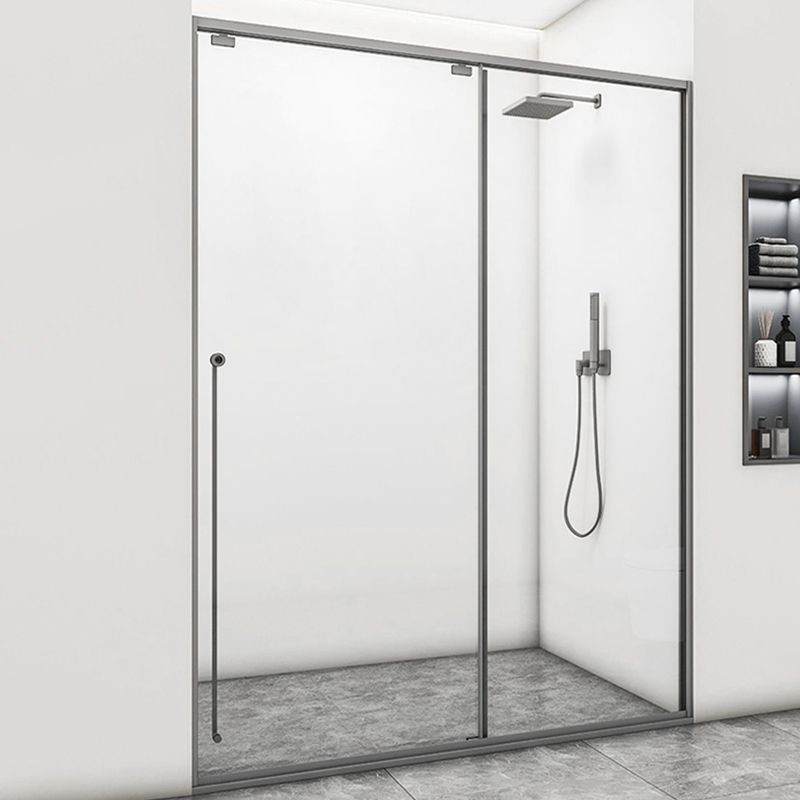 Gray Single Sliding Door Shower Door Tempered Glass Shower Door