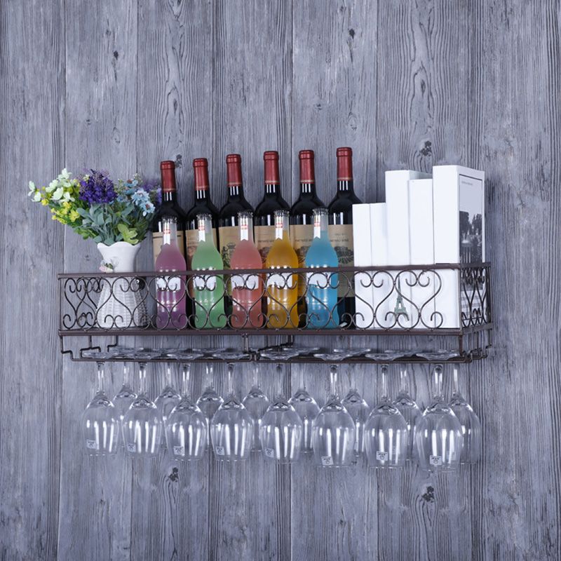 Metal Wall Mounted Wine Glass Stemware Rack Holder Industrial Wine Holder