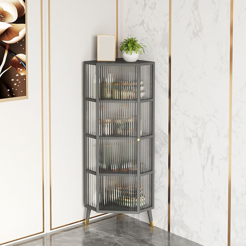 Industrial Curio Cabinet Corner Unit Metal Glass Doors Buffet Cabinet for Living Room