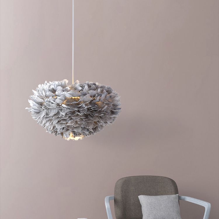 Feather Pendant Lamp Nordic Modern Bedroom Feather Hanging Chandelier Lamp