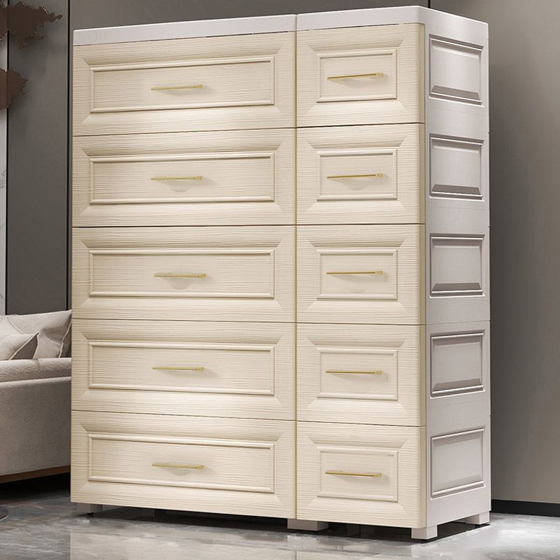 Modern Style Plastic Armoire Cabinet Wheels Included Youth Armoire for Bedroom