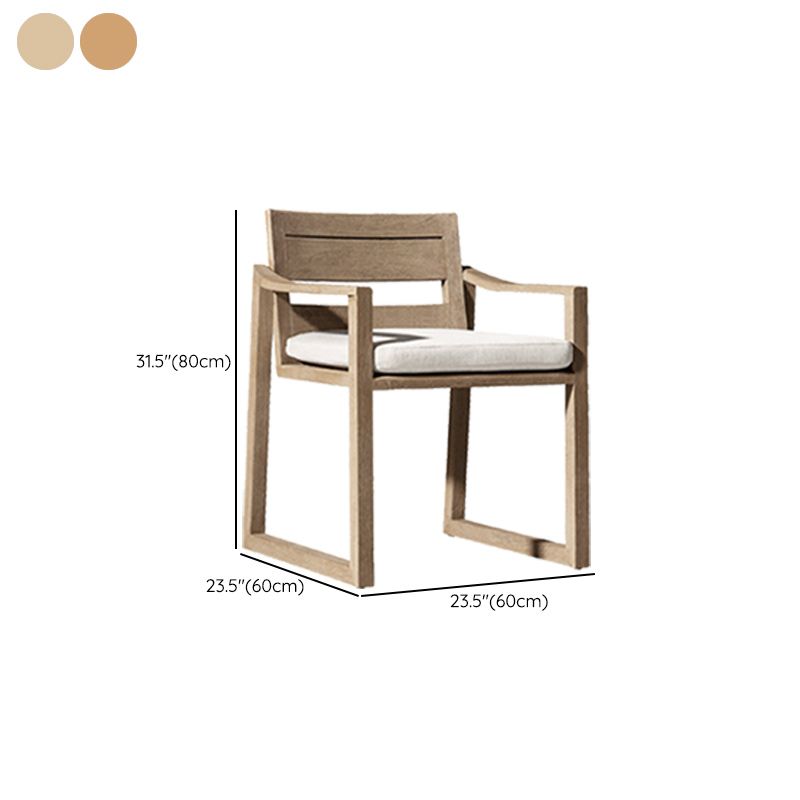 Modern Natural Patio Dining Chair with UV Protective Finish Cushion