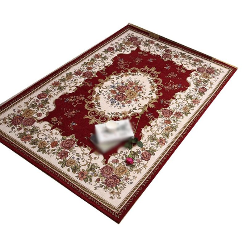 Multicolored Traditional Rug Flower Print Gorgeous Carpet Anti-Slip Carpet for Living Room