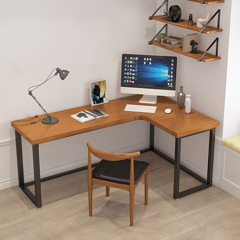 Contemporary Style Iron Office Desk L-Shape Writing Desk for Office