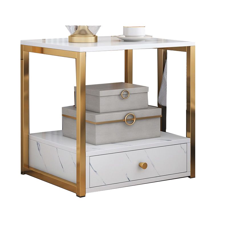 Glam Wood Accent Table Nightstand 19.68" Tall Bedside Cabinet