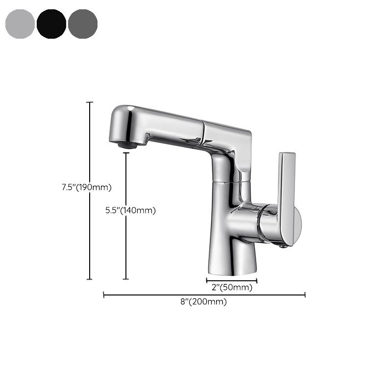 Modern Vessel Faucet Copper Pure Color Single Handle Retractable Vessel Faucet