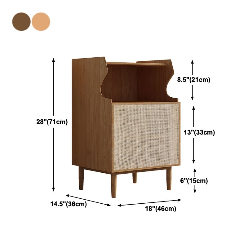 28'' Tall Solid Wood Nightstand Modern 1-Shelf 1-Door Bedside Cabinet